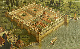 Resconstrución figurada de la grandeza del Palacio del Emperador Romano Diocleciano en Split